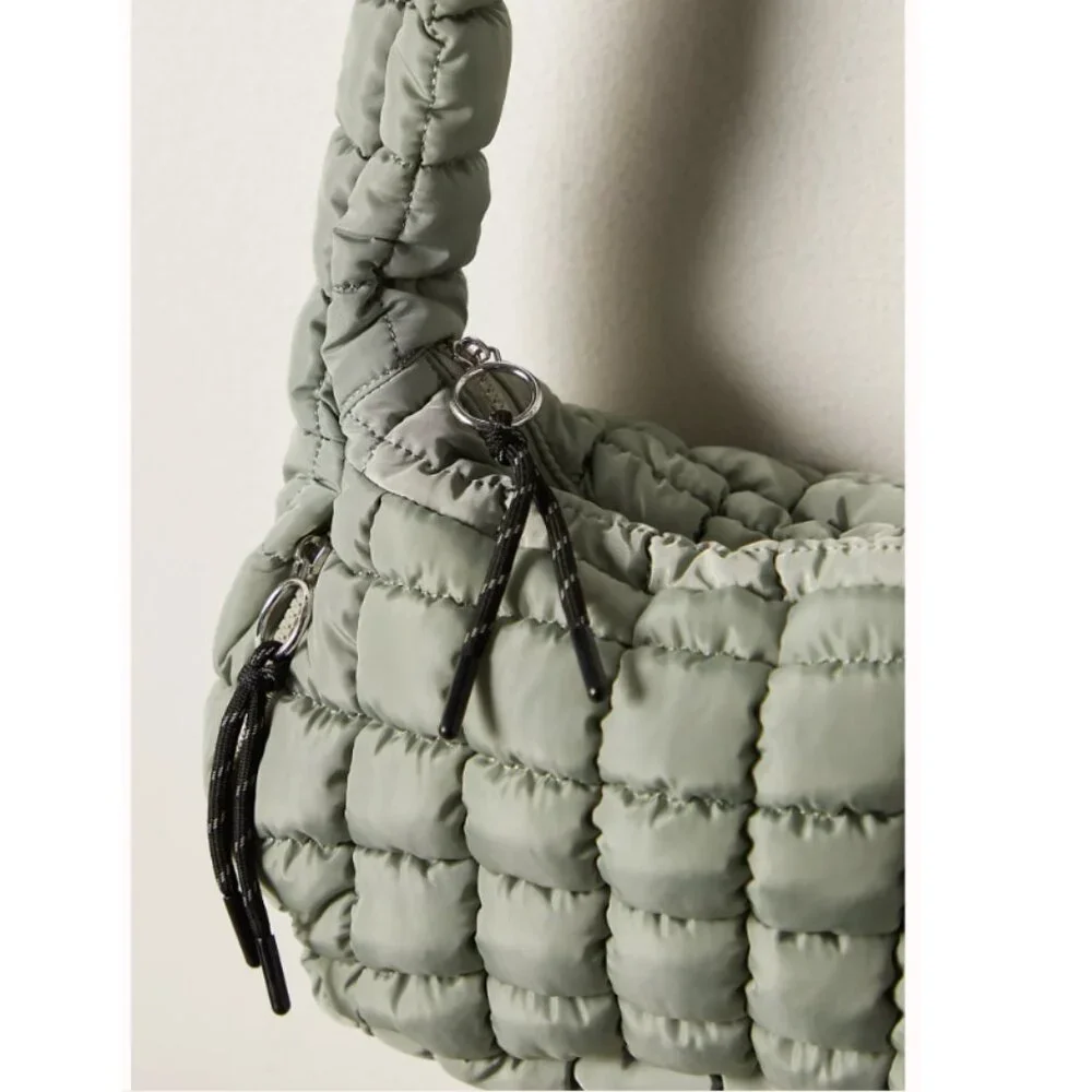 Free People Mini Carryall Sling Bag Quilted Carryall - Stone Sage - Picture 5 of 9